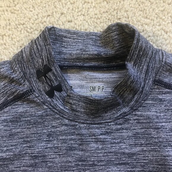Under Armour Cold Gear Compression Mock Neck Long Sleeve Shirt Men’s Small Blue - Picture 2 of 8